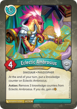 Eclectic Ambrosius, a KeyForge card illustrated by Saurian
