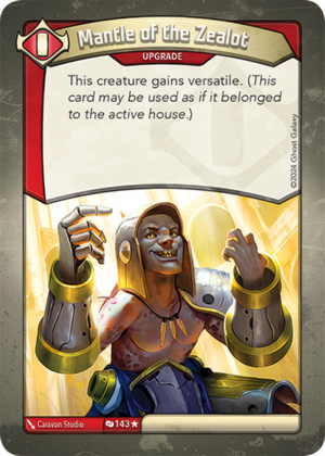 Mantle of the Zealot (Redemption), a KeyForge card illustrated by Caravan Studio