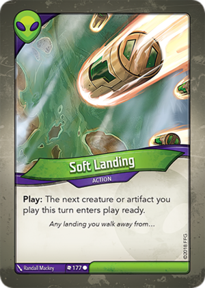 Soft Landing, a KeyForge card illustrated by Randall Mackey