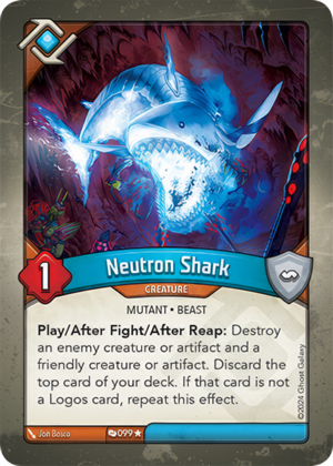 Neutron Shark, a KeyForge card illustrated by Mutant