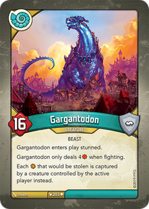 Gargantodon, a KeyForge card illustrated by Brolken