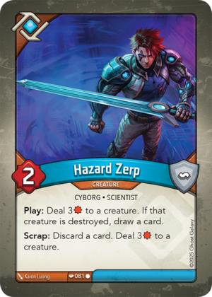 Hazard Zerp, a KeyForge card illustrated by Kaion Luong