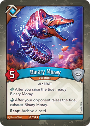 Binary Moray, a KeyForge card illustrated by BalanceSheet