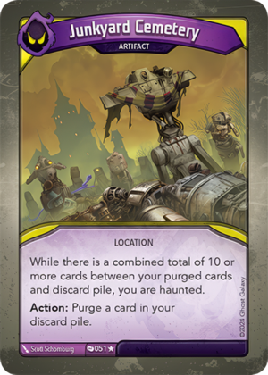 Junkyard Cemetery, a KeyForge card illustrated by Scott Schomburg