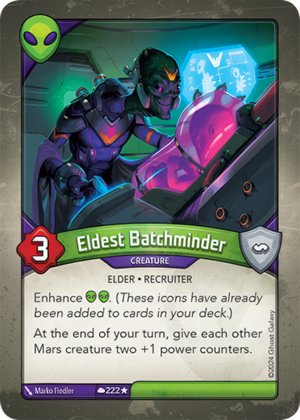 Eldest Batchminder, a KeyForge card illustrated by Marko Fiedler