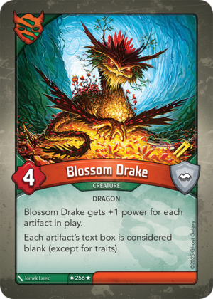 Blossom Drake, a KeyForge card illustrated by Tomek Larek