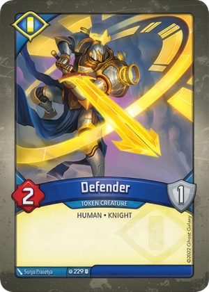 Defender, a KeyForge card illustrated by Surya Prasetya