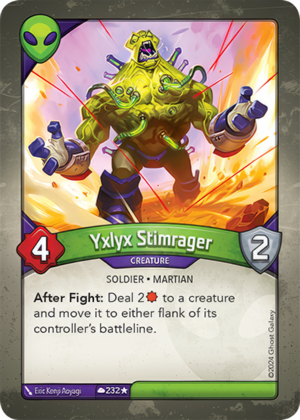 Yxlyx Stimrager, a KeyForge card illustrated by Martian