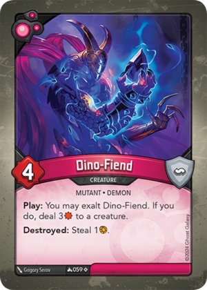 Dino-Fiend, a KeyForge card illustrated by Demon