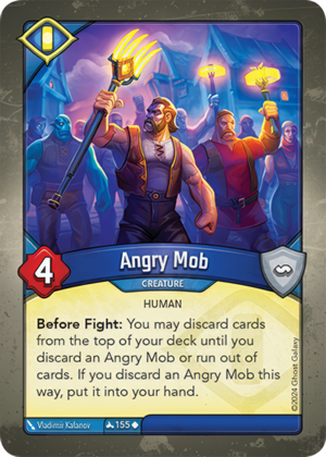 Angry Mob, a KeyForge card illustrated by Vladimir Kafanov