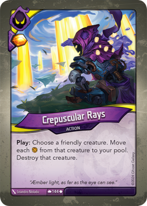 Crepuscular Rays, a KeyForge card illustrated by Leandro Notado