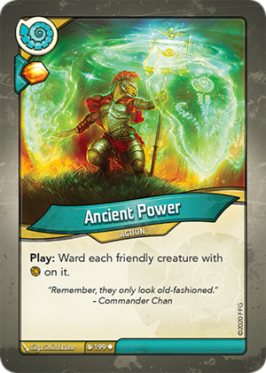 Ancient Power, a KeyForge card illustrated by Liiga Smilshkalne
