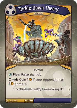 Trickle-Down Theory, a KeyForge card illustrated by Dany Orizio