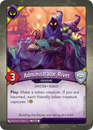 Administrator Rivet, a KeyForge card illustrated by Specter