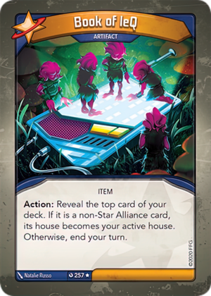 Book of leQ, a KeyForge card illustrated by Natalie Russo