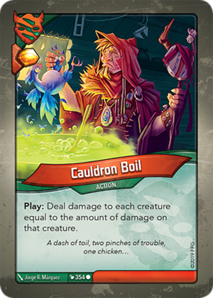 Cauldron Boil, a KeyForge card illustrated by Jorge Ramos