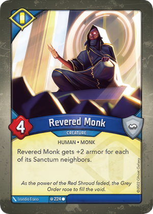 Revered Monk, a KeyForge card illustrated by Leandro Franci