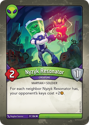 Nyzyk Resonator, a KeyForge card illustrated by Bogdan Tauciuc