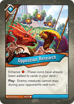 Opposition Research, a KeyForge card illustrated by BalanceSheet