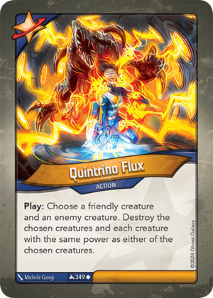 Quintrino Flux, a KeyForge card illustrated by Michele Giorgi