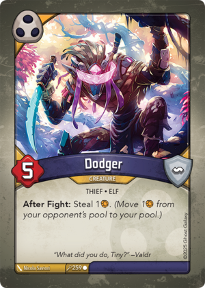Dodger, a KeyForge card illustrated by Nicola Saviori