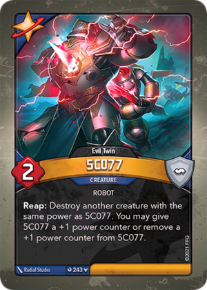 5C077 (Evil Twin), a KeyForge card illustrated by Robot