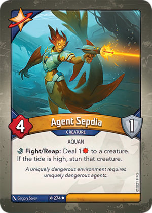 Agent Sepdia, a KeyForge card illustrated by Grigory Serov