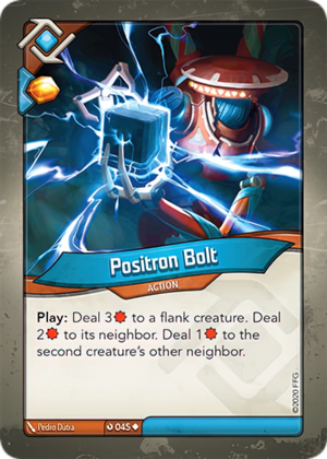 Positron Bolt, a KeyForge card illustrated by Pedro Dutra
