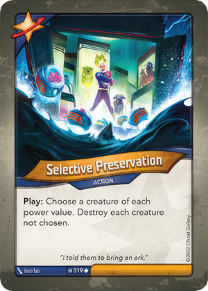 Selective Preservation, a KeyForge card illustrated by Ivan Tao