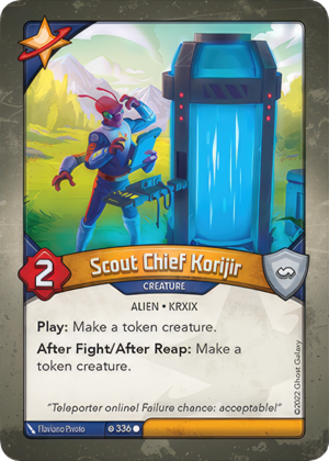 Scout Chief Korijir, a KeyForge card illustrated by Flaviano Pivoto