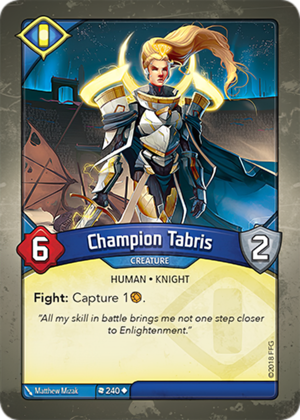 Champion Tabris, a KeyForge card illustrated by Matthew Mizak