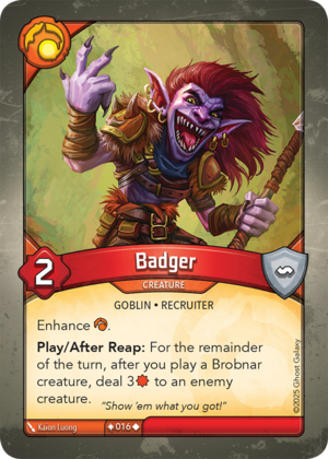Badger, a KeyForge card illustrated by Kaion Luong
