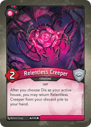 Relentless Creeper, a KeyForge card illustrated by Michele Giorgi